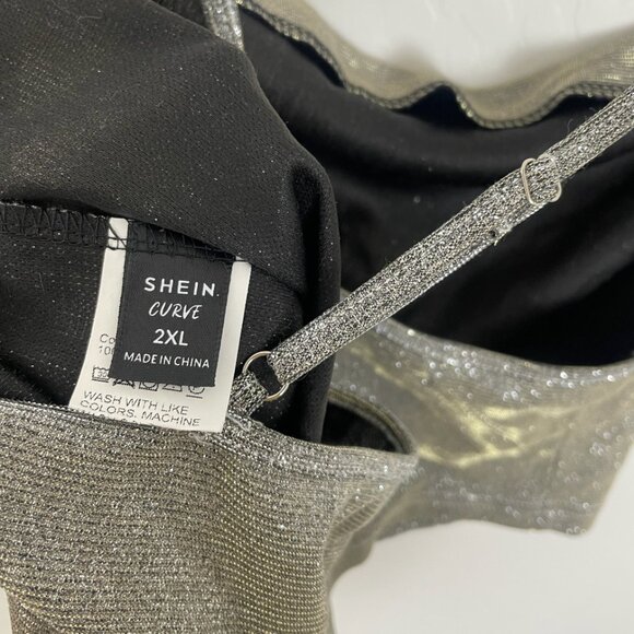 ⭐Curve Draped Crisscross Asymmetrical Trendy Chic Party Crop Shimmer Glitter Top - Picture 7 of 7